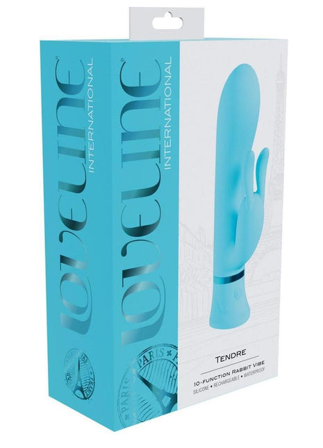 Loveline Tendre 10 Function Rechargeable Silicone Rabbit Vibrator - Blue