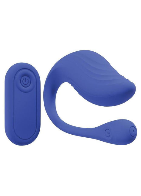 Loveline Velvet G-Spot 10 Function Rechargeable Silicone Vibrator with Remote Control - Blue