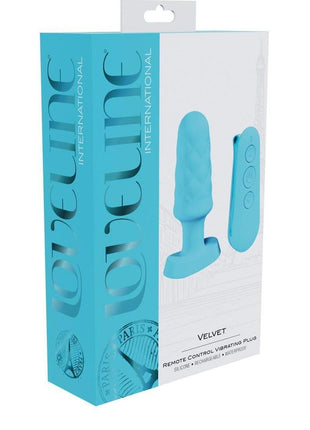 Loveline Velvet Rechargeable Silicone Vibrating Plug with Remote Control - Blue