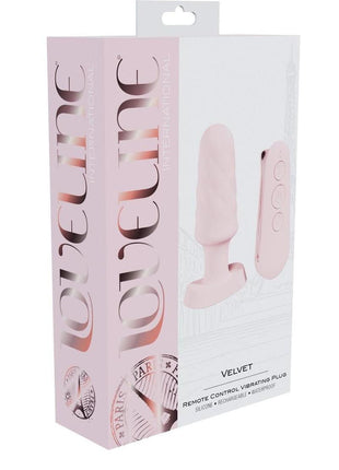 Loveline Velvet Silicone Rechargeable Vibrating Anal Plug with Remote - Pink