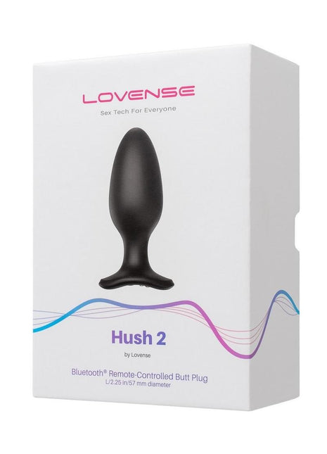 Lovense Hush 2 Rechargeable App Compatible Silicone Vibrating Anal Plug - Black - 2.25in