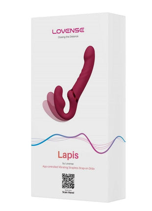 Lovense Lapis Rechargeable Silicone App Control Dual End Strapless Strap-On Vibrator - Magenta/Pink