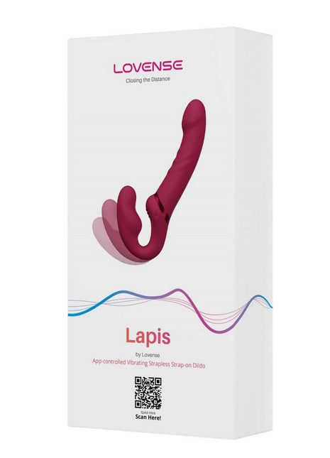 Lovense Lapis Rechargeable Silicone App Control Dual End Strapless Strap-On Vibrator - Magenta/Pink