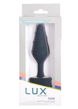 Lux Active Twist Rechargeable Silicone Anal Plug - Blue - Large