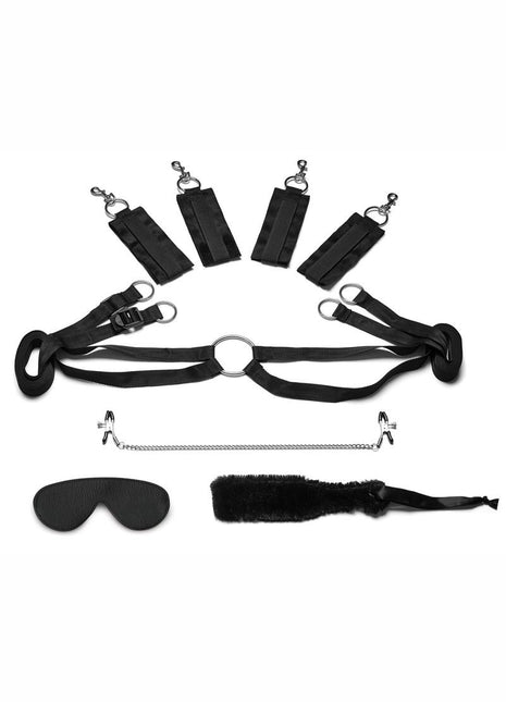 Lux Fetish Bedspreaders Fuzzy Lovers - Black - 4 Piece Set/Set