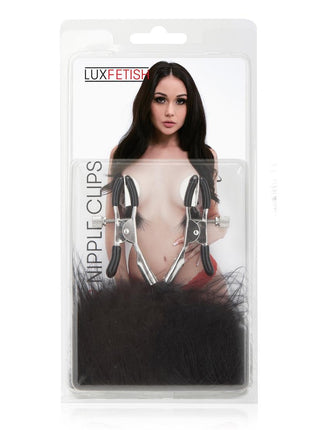 Lux Fetish Feather Nipple Clamps - Black