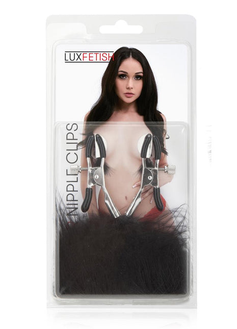 Lux Fetish Feather Nipple Clamps - Black
