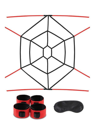 Lux Fetish Webbed Up Bedspreader Restriant System - Black/Red