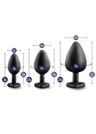Luxe Bling Butt Plugs Silicone Training Kit with White Gems (3 Size Kit