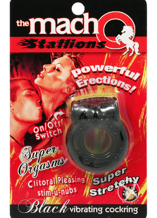 Macho Stallions Vibrating Cock Ring - Black