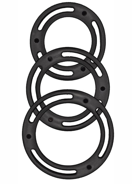 Mack Tuff Cockswellers Silicone Cock Rings - Black - 3 Piece Set
