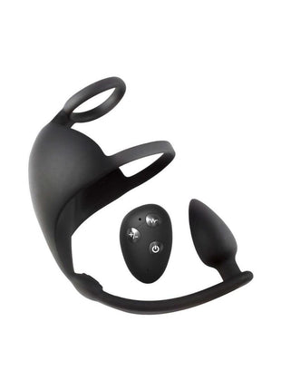 Magic Remote Controlled Scrotum Massager Rechargeable Silicone Plug - Black