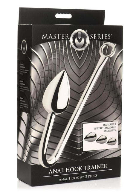 Master Series Anal Hook Trainer with 3 Plugs - Stainless - Silver/Steel