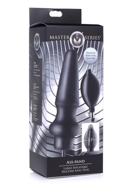 Master Series Ass-Pand Inflatable Silicone Anal Plug - Black - Large