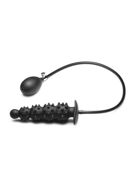 Master Series Ass Puffer Nubbed Inflatable Silicone Anal Plug - Black