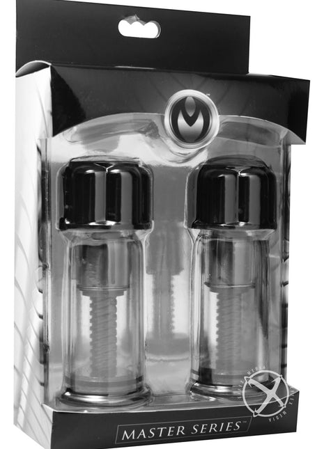 Master Series Black Max Powerful Twist Nipple Suckers - Black/Silver
