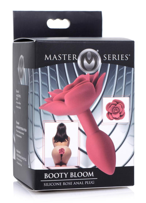 Master Series Booty Bloom Silicone Rose Anal Plug - Red - Small