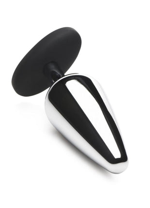 Master Series Butt Slut Metal and Silicone Butt Plug - Black/Metal/Silver