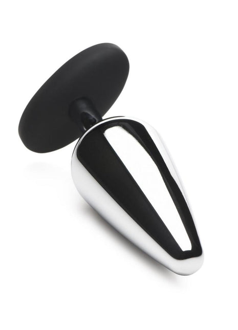 Master Series Butt Slut Metal and Silicone Butt Plug - Black/Metal/Silver