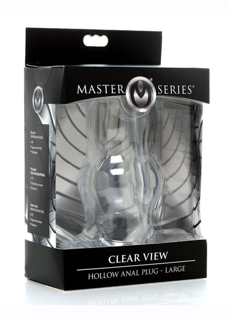 Master Series Clear View Hollow Anal Plug - Clear - Large