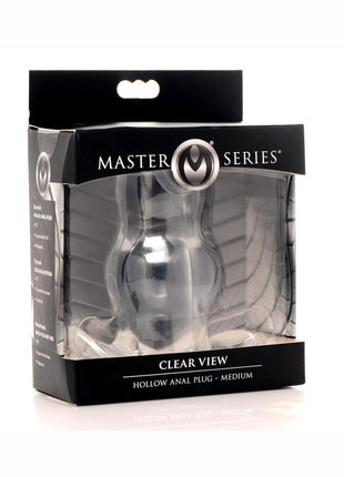 Master Series Clear View Hollow Anal Plug - Clear - Medium