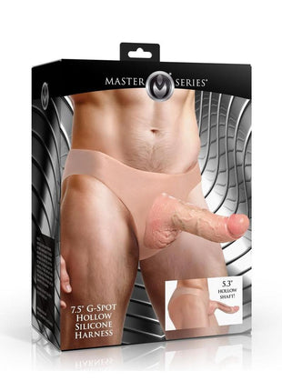 Master Series Curved Hollow Silicone Strap-On - Vanilla