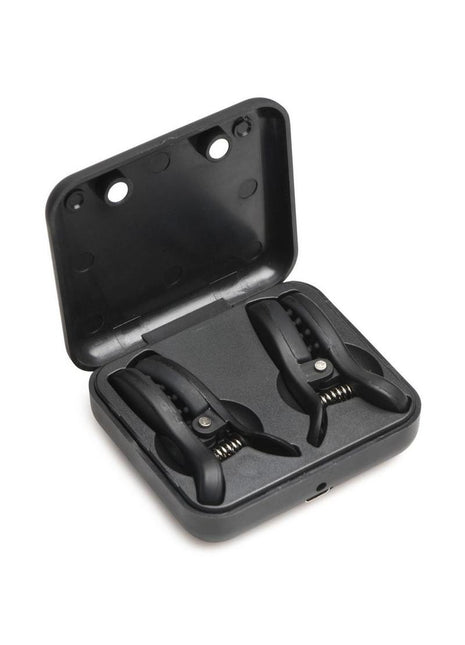 Master Series Dark Grip Vibrating Nipple Clamps - Black
