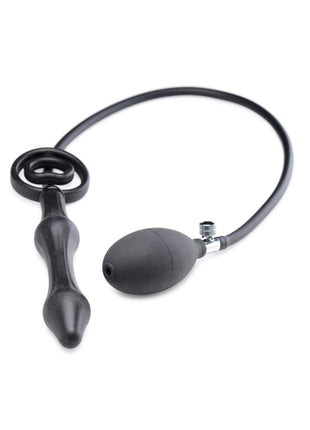 Master Series Devil's Rattle Inflatable Silicone Plug with Cock Ring - Black