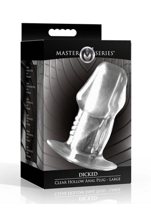 Master Series Dicked Hollow Anal Plug - Clear - Large