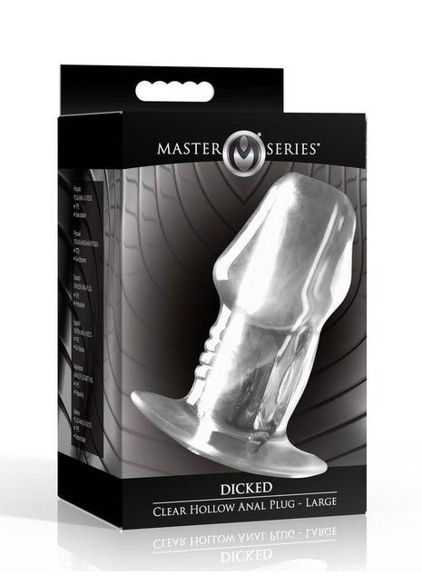 Master Series Dicked Hollow Anal Plug - Clear - Large