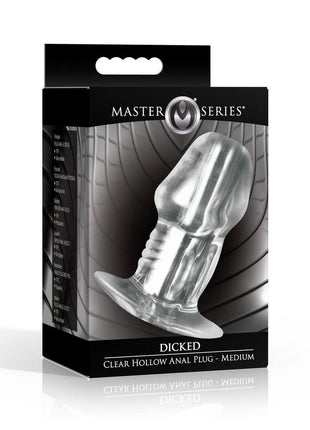 Master Series Dicked Hollow Anal Plug - Clear - Medium