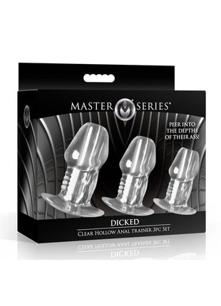 Master Series Dicked Hollow Anal Plug - Clear - 3 Piece/Set