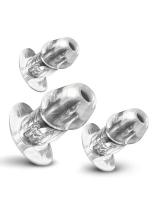 Master Series Dicked Hollow Anal Plug - Clear - 3 Piece/Set