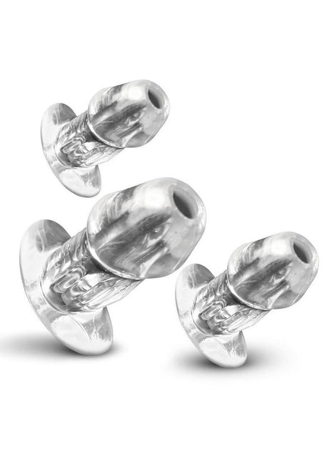 Master Series Dicked Hollow Anal Plug - Clear - 3 Piece/Set