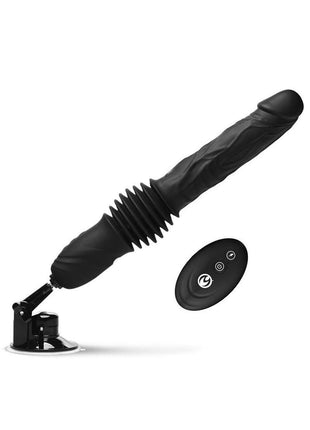 Master Series Double Pounder Silicone Vibrating Dildo Thruster with Remote - Black