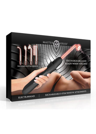 Master Series Elektrawand Rechargeable E-Stim Wand with Attachments - Black