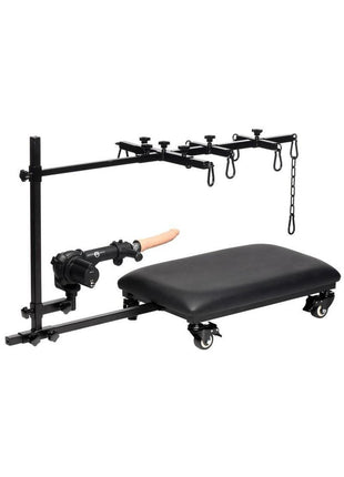 Master Series Hog Tie Restraint Rack with Sex Machine - Black