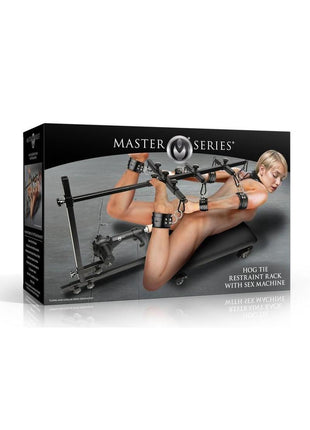 Master Series Hog Tie Restraint Rack with Sex Machine - Black