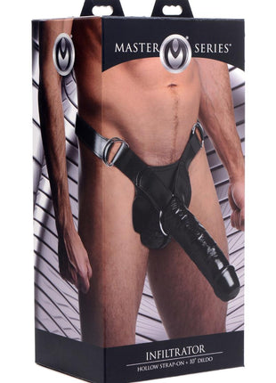Master Series Infiltrator Hollow Strap-On + 10in Dildo - Black