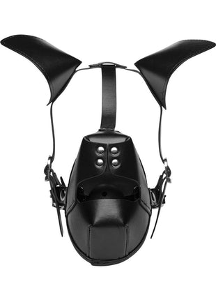 Master Series Pup Puppy Play Hood + Breathable Ball Gag - Black