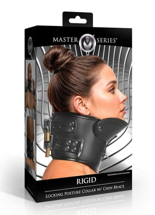 Master Series Rigid Locking Posture Collar with Chin Brace - Black