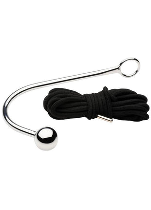 Master Series Roped Anal Hook with Rope - Black/Silver