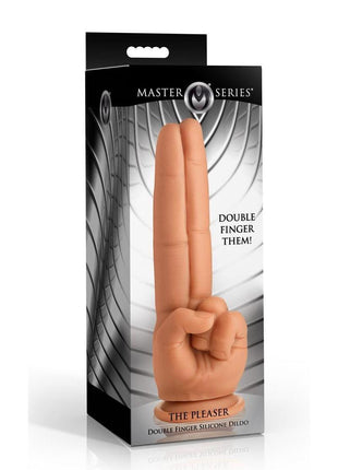 Master Series The Pleaser Double Finger Silicone Dildo - Vanilla