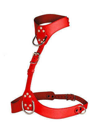 Master Series Vixen Female Chest Vegan Leather Harness - Red