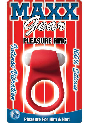 Maxx Gear Pleasure Ring Silicone Vibrating Cock Ring - Red