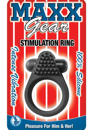 Maxx Gear Stimulation Ring Silicone Vibrating Cock Ring - Black