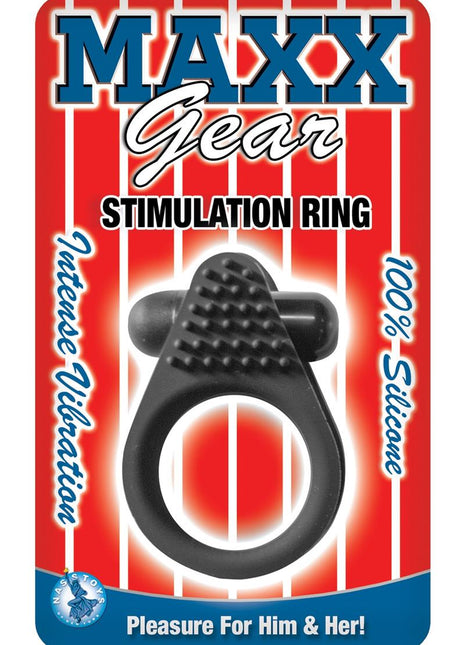 Maxx Gear Stimulation Ring Silicone Vibrating Cock Ring - Black