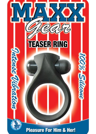 Maxx Gear Teaser Ring Silicone Vibrating Cock Ring - Black