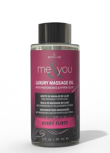 Me and You Pheromone Infused Luxury Massage Oil Berry Flirty - 2oz