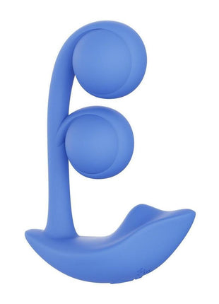 Melody Pressure Sensing App-Controlled Rechargeable Silicone Twin Balls Clit and G-Spot Vibrator - Blue